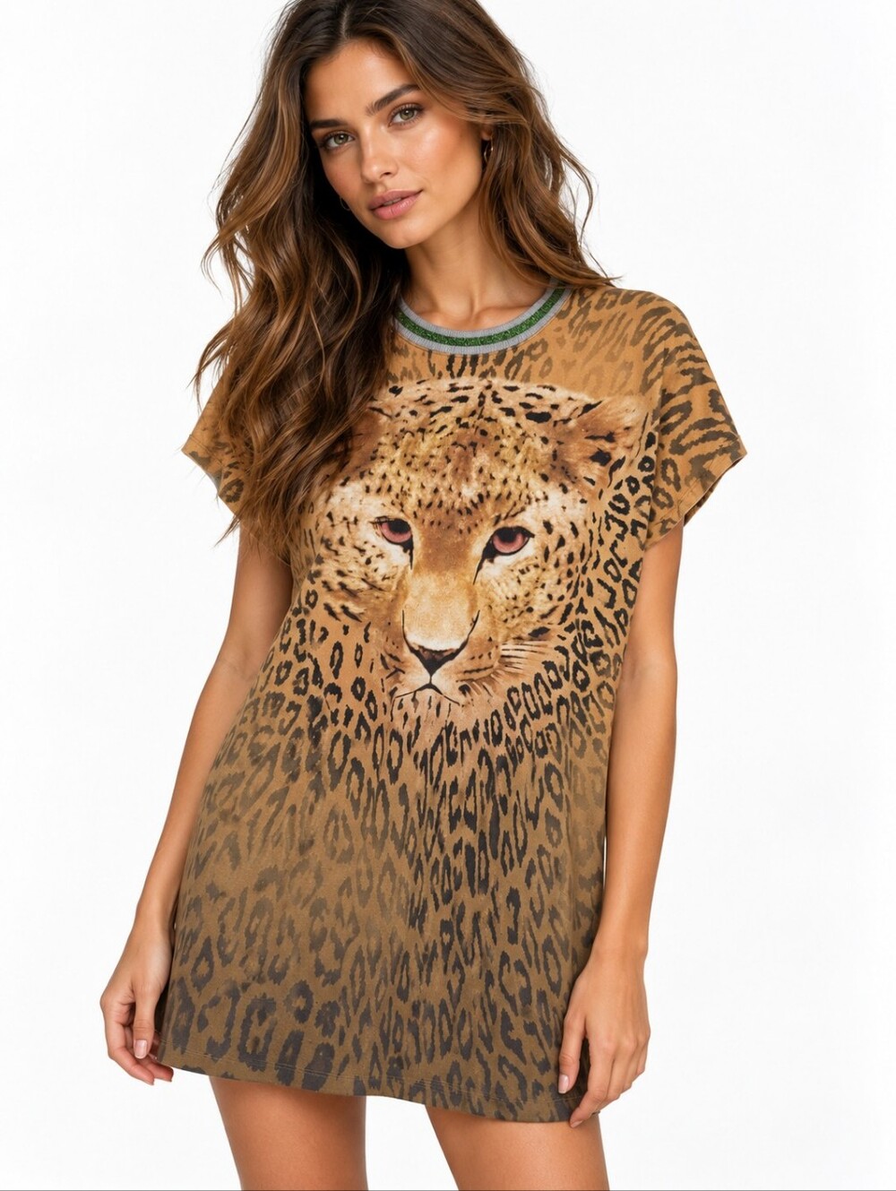 Giamba Lion Print Boxy Sweater Dress Size 40 XS NEW